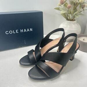 Cole Haan Amalia Sandal 65 Black Leather Slingback W26222 Women's US 7.5 B